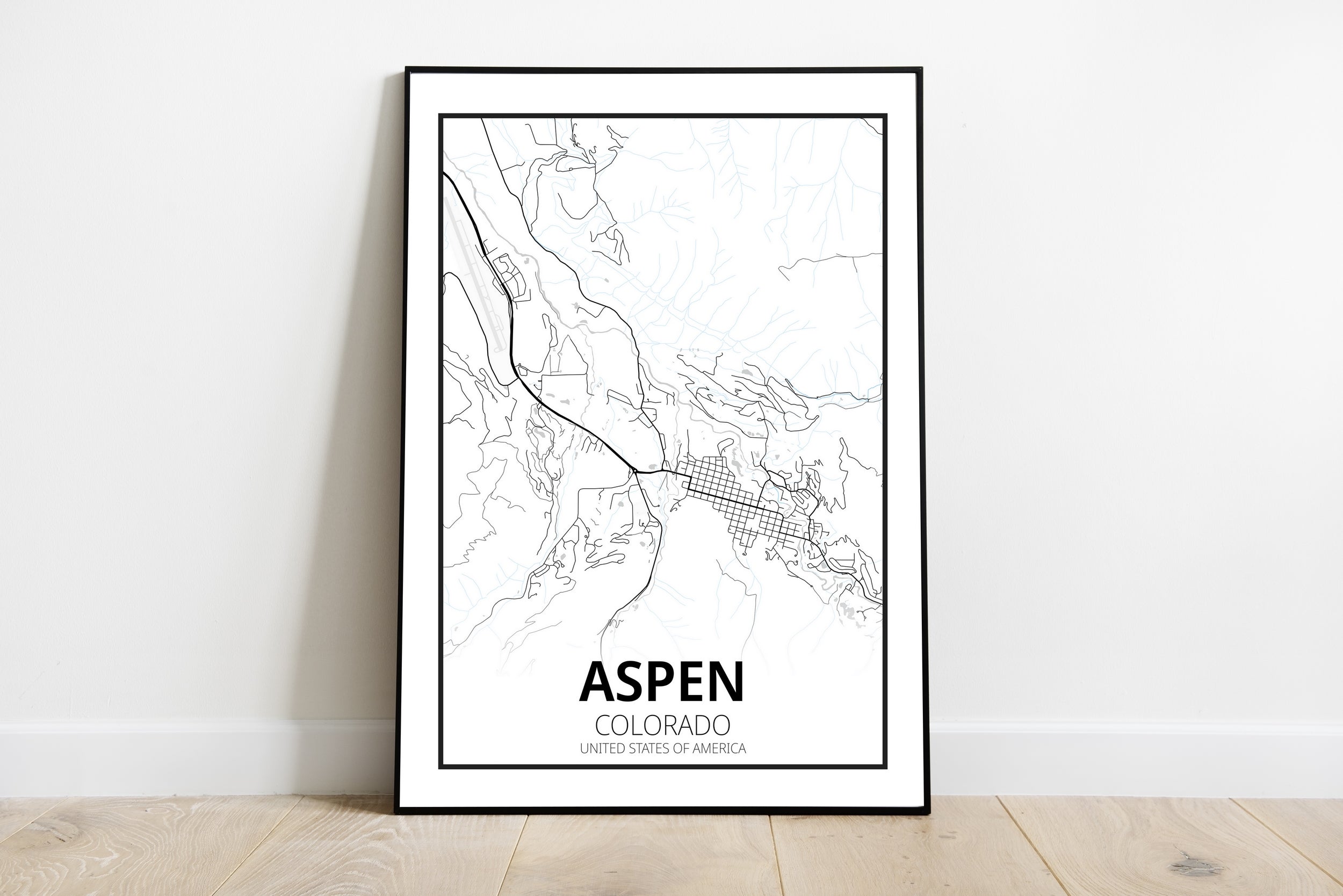 Aspen Colorado Planete Pop Culture   Affiche Poster Impression Carte Plan Ville Etats Unis Usa Routes Aspen Colorado 