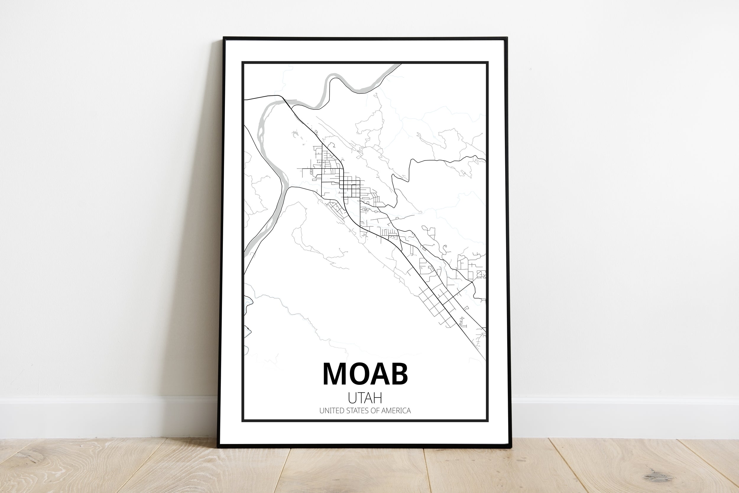 Moab Utah Planete Pop Culture   Affiche Poster Impression Carte Plan Ville Etats Unis Usa Routes Moab Utah 