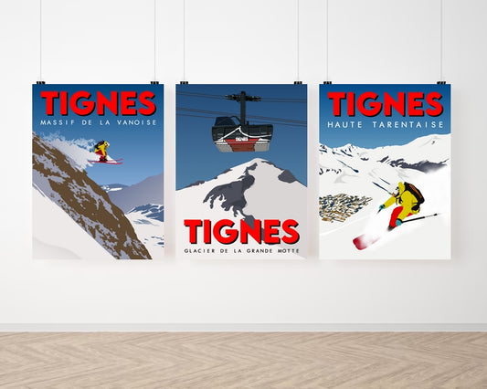 Lot de 3 affiches de Tignes - Alpes françaises